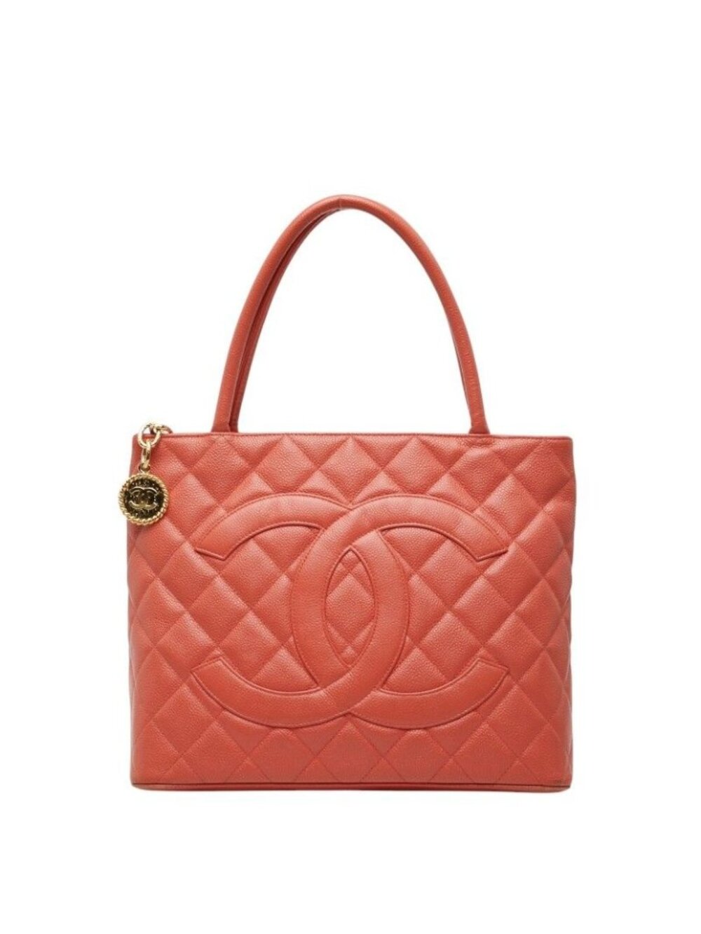 Chanel Quilted CC Logo Reissue Tote Orange Caviar Leather